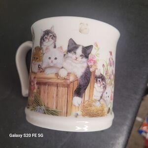 Charming Cat Mug with Floral Design